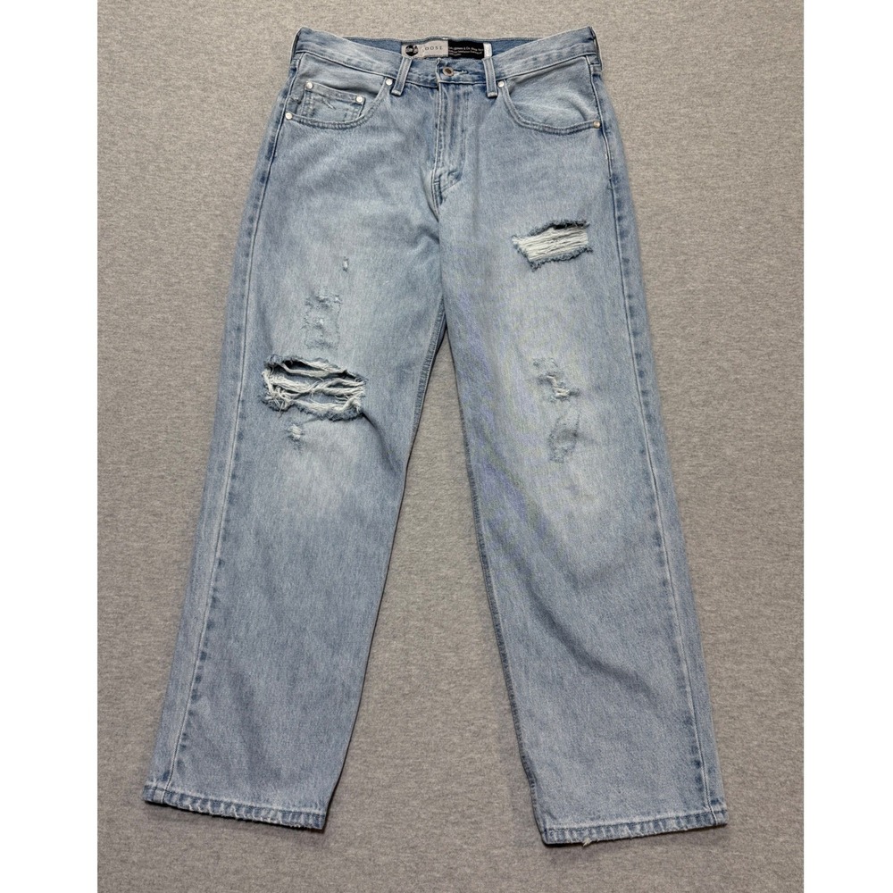 Levis SilverTab Loose Fit Distressed Jeans Mens W32 L30 Light Wash Blue A3421
